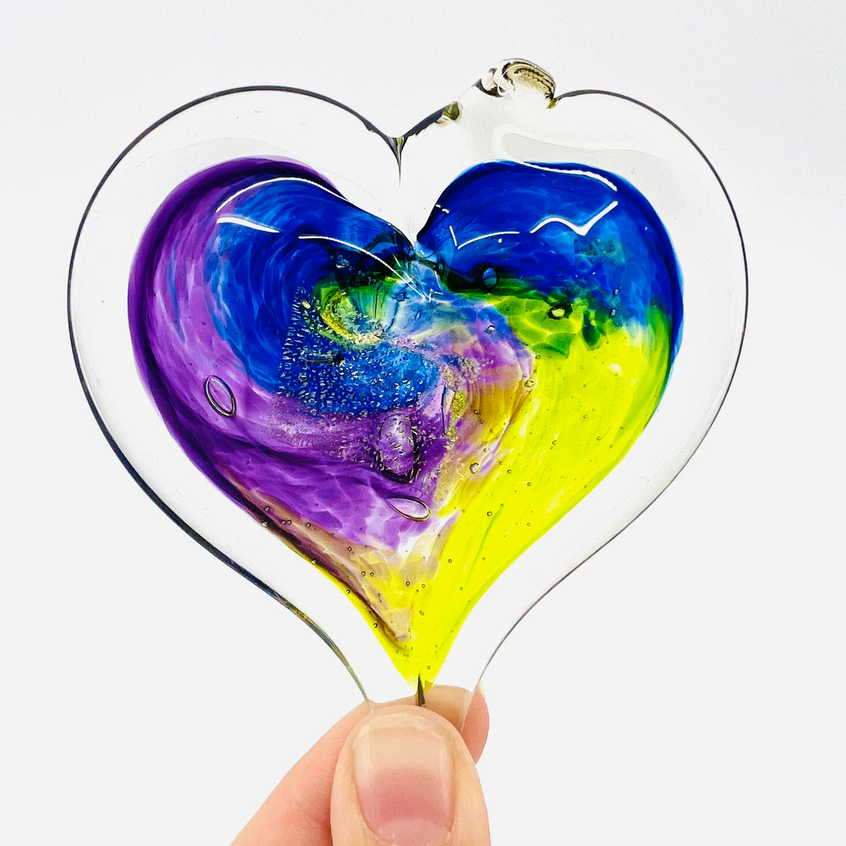 Heart Ornament, Aurora Suncatcher Luke Adams Glass Blowing Studio Small 