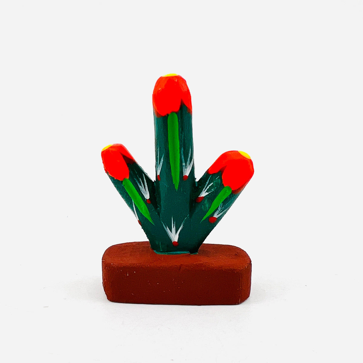 Oaxacan Wood Carved Animal, Cactus 71 Miniature Earth View 