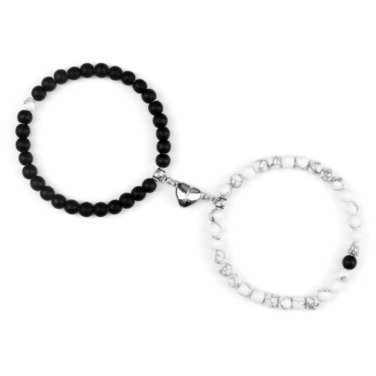 Couples Magnetic Bracelet Set Jewelry - White and Black 