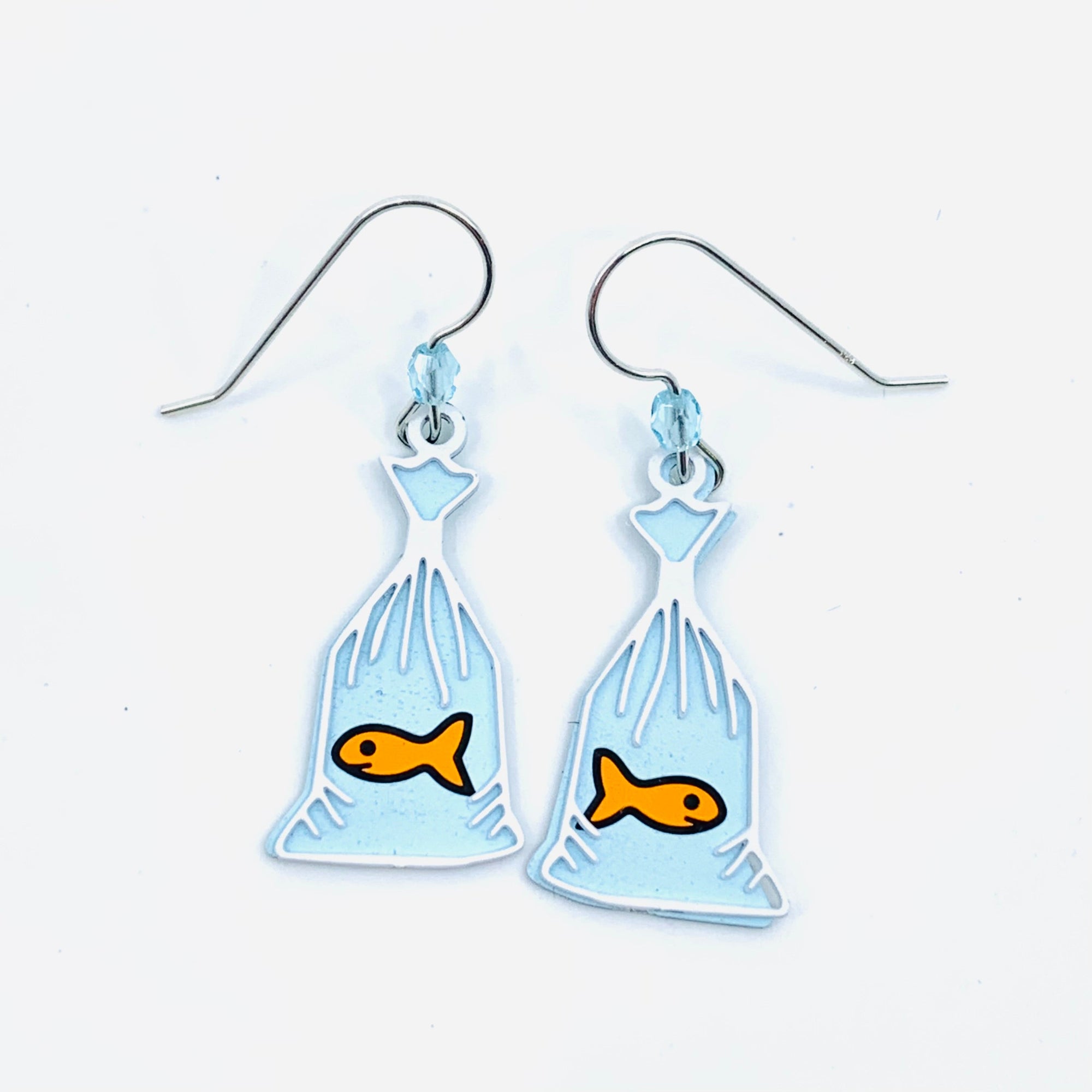 Tiny Whimsical Earrings, Goldfish Bag Sienna Sky 