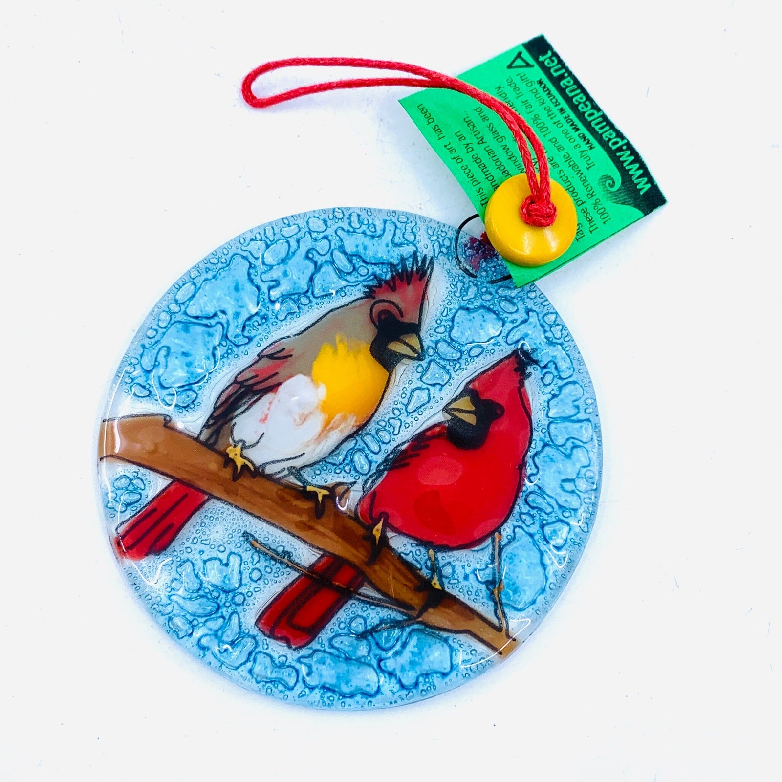 Fair Trade Ornament 121 Cardinal pair Pam Peana 