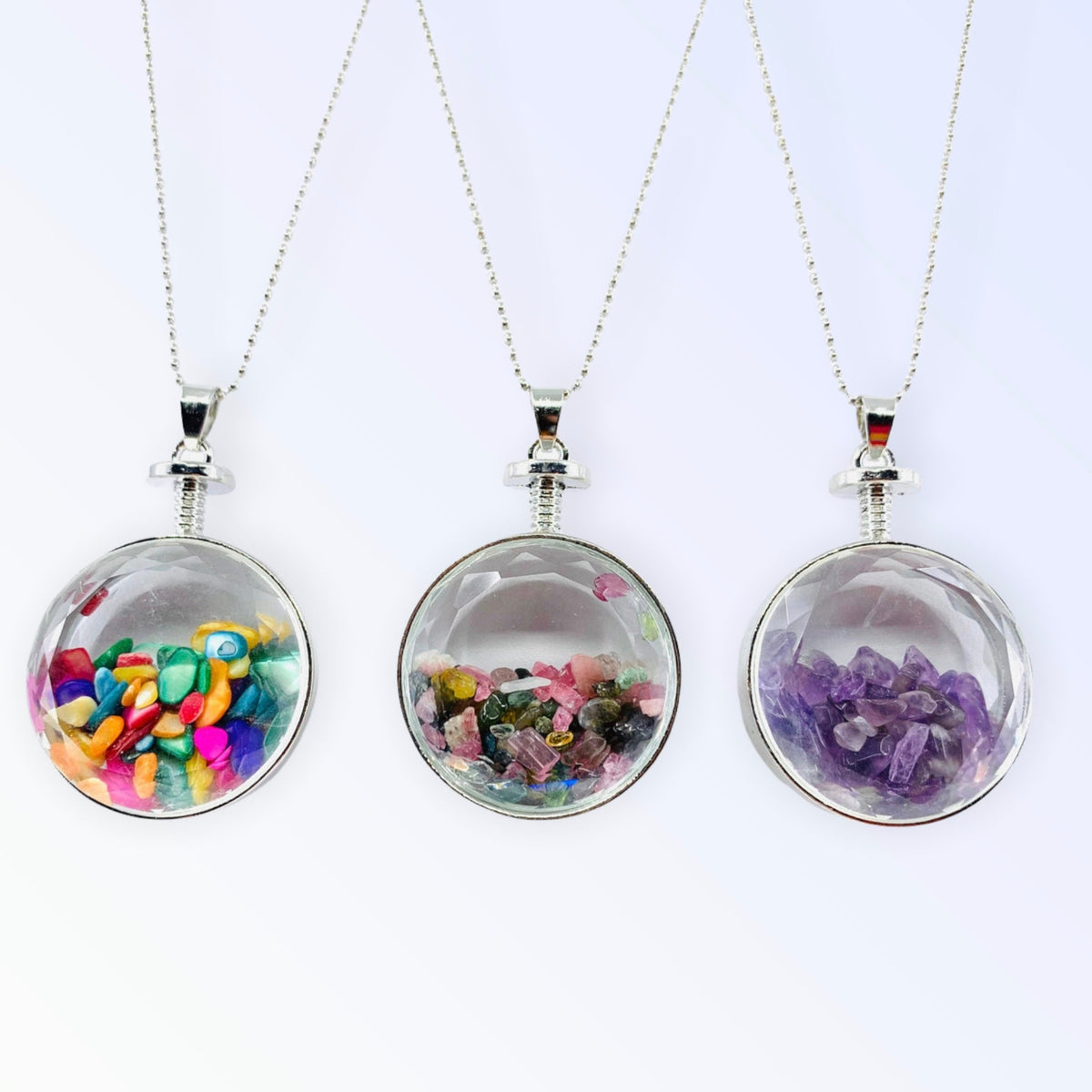 Crystal Filled Round Pendants Jewelry - 