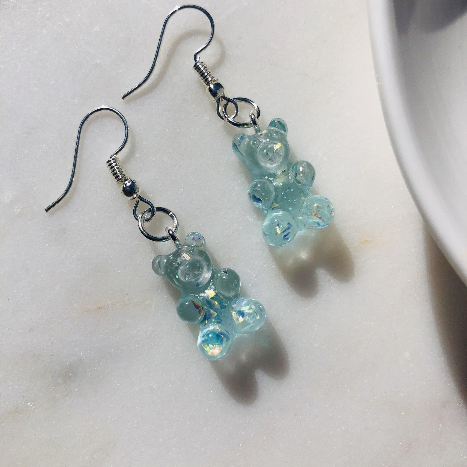 Gummy Bear Earrings Luke Adams Glass Blowing Studio Aqua Dichro 