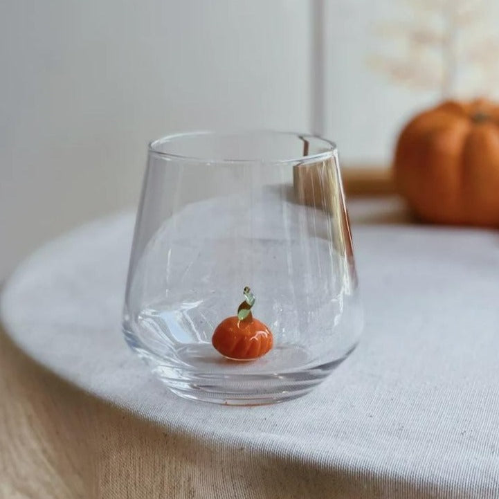 Tiny Animal Drinking Glass, Pumpkin Decor MiniZoo 