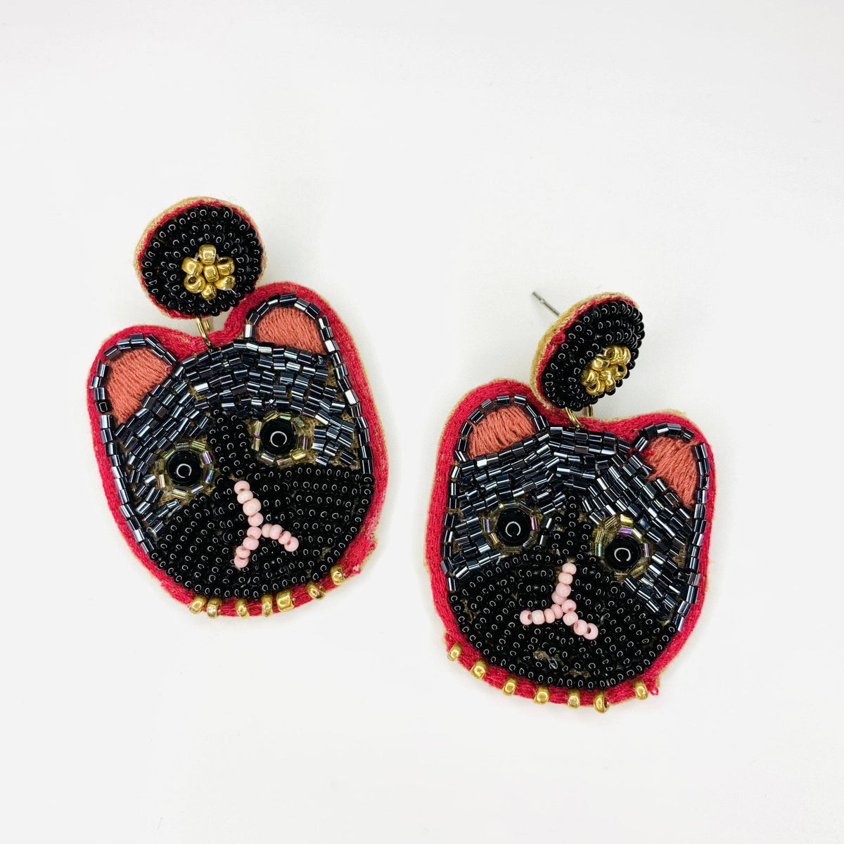 Beaded Earring, Black Cat Jewelry Cloie NY 