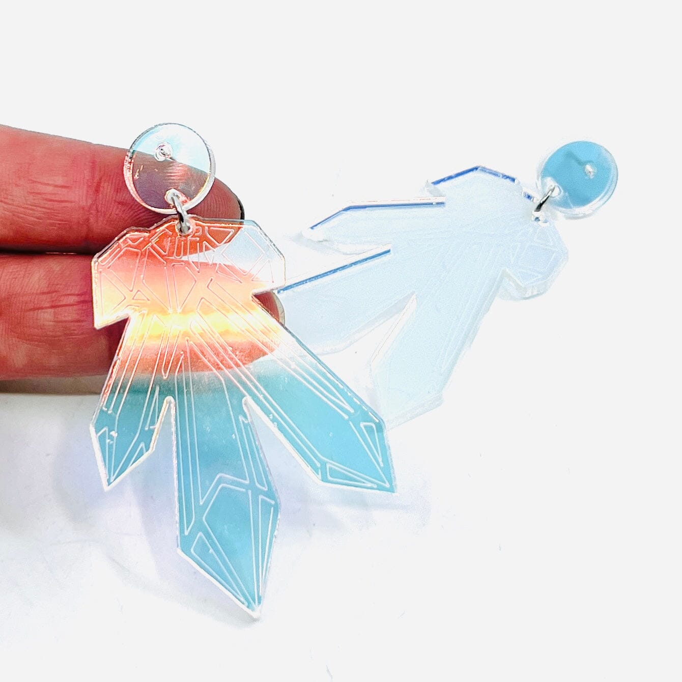 Acrylic Earrings, Iridescent Crystal Jewelry - 