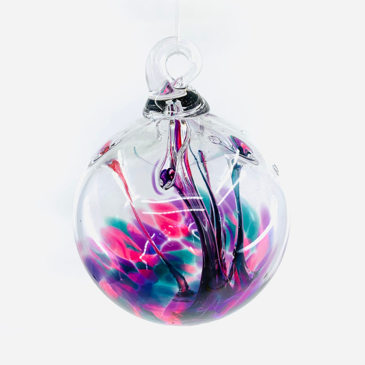 NEW Tree of Life Ornaments, 3&quot; Wish Ball Luke Adams Glass Blowing Studio Pink Violet Teal 