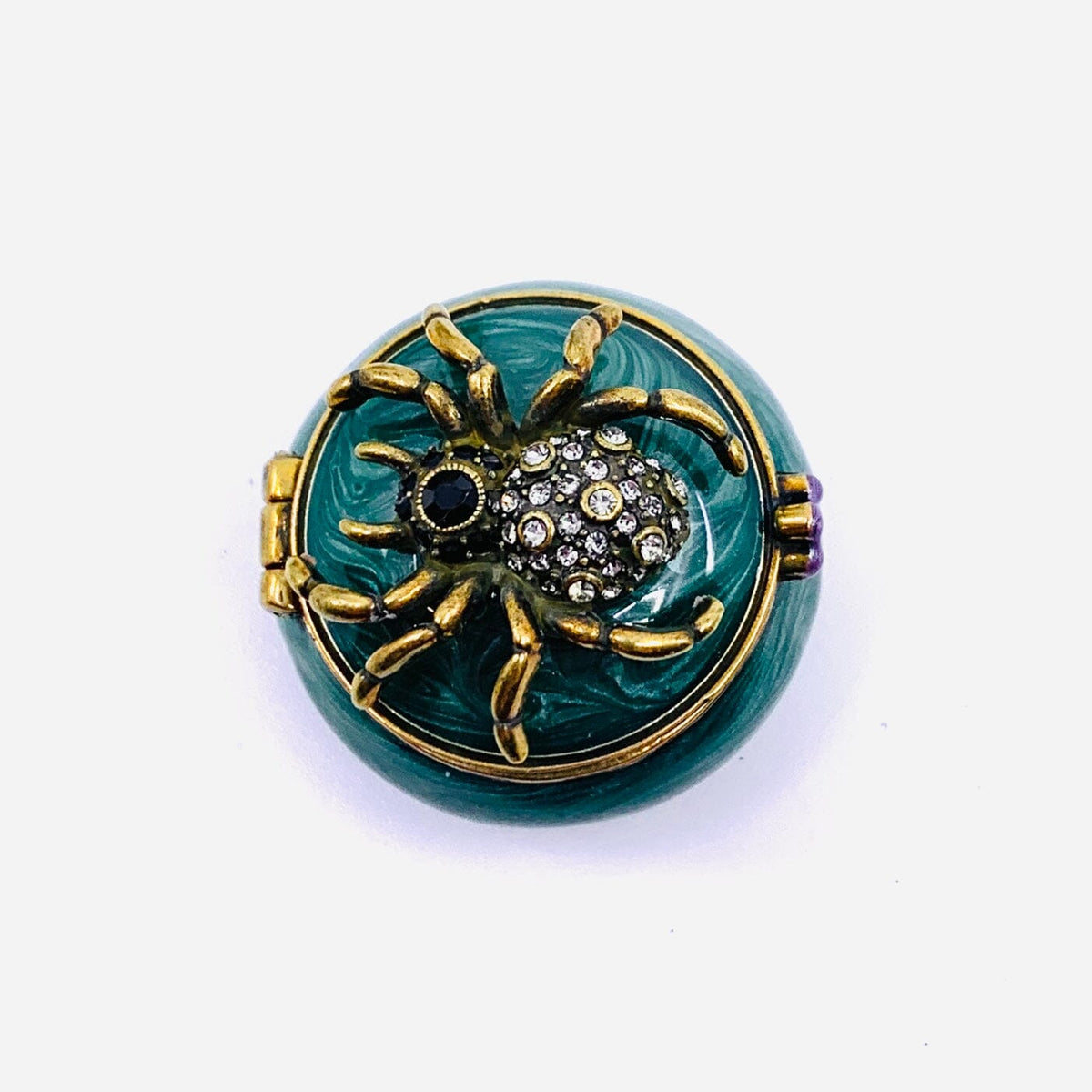 Bejeweled Enamel Trinket Box, Spider Decor Kubla Craft 
