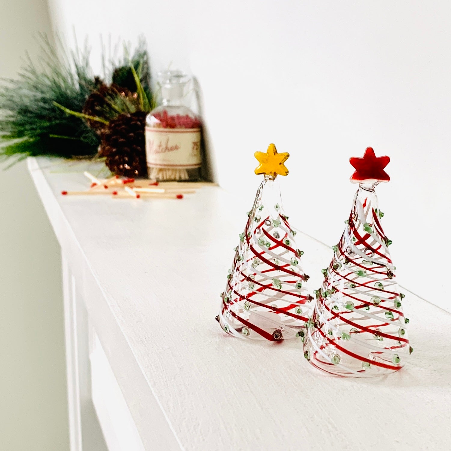 Blown Glass Salt and Pepper Shakers, Xmas Trees Gift Essentials 
