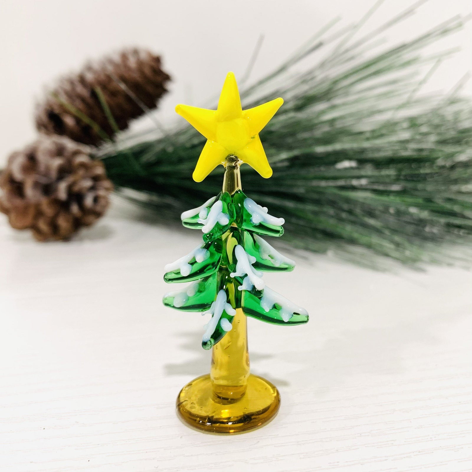 Little Glass Trees, Yellow Star Miniature - 