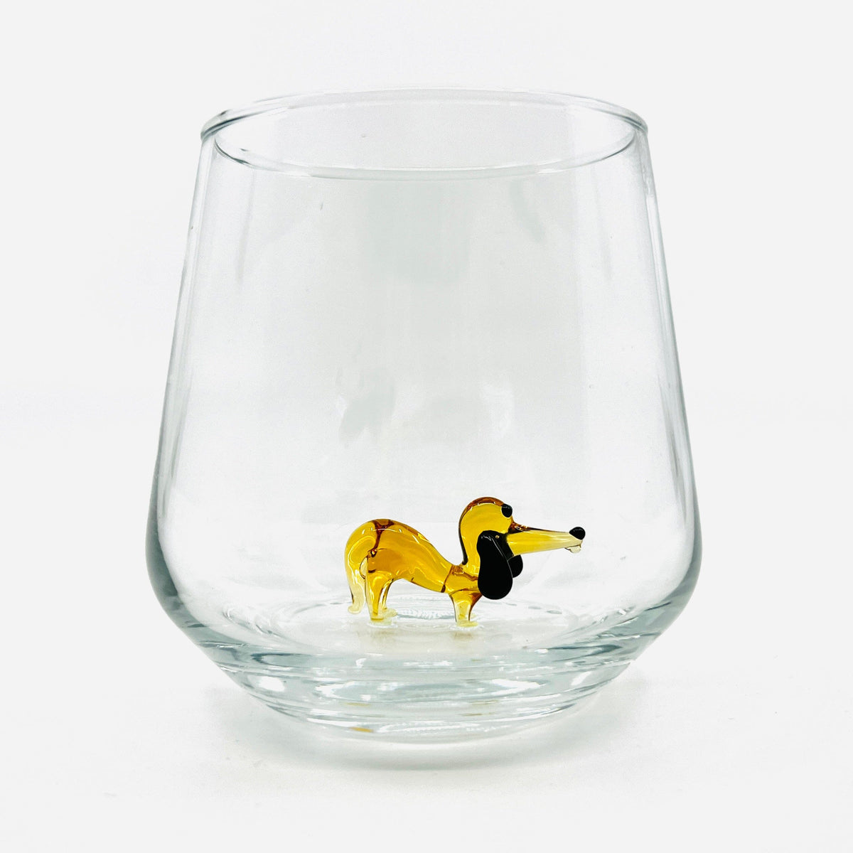 Tiny Animal Wine Glass, Brown Dachshund Dog Decor MiniZoo 