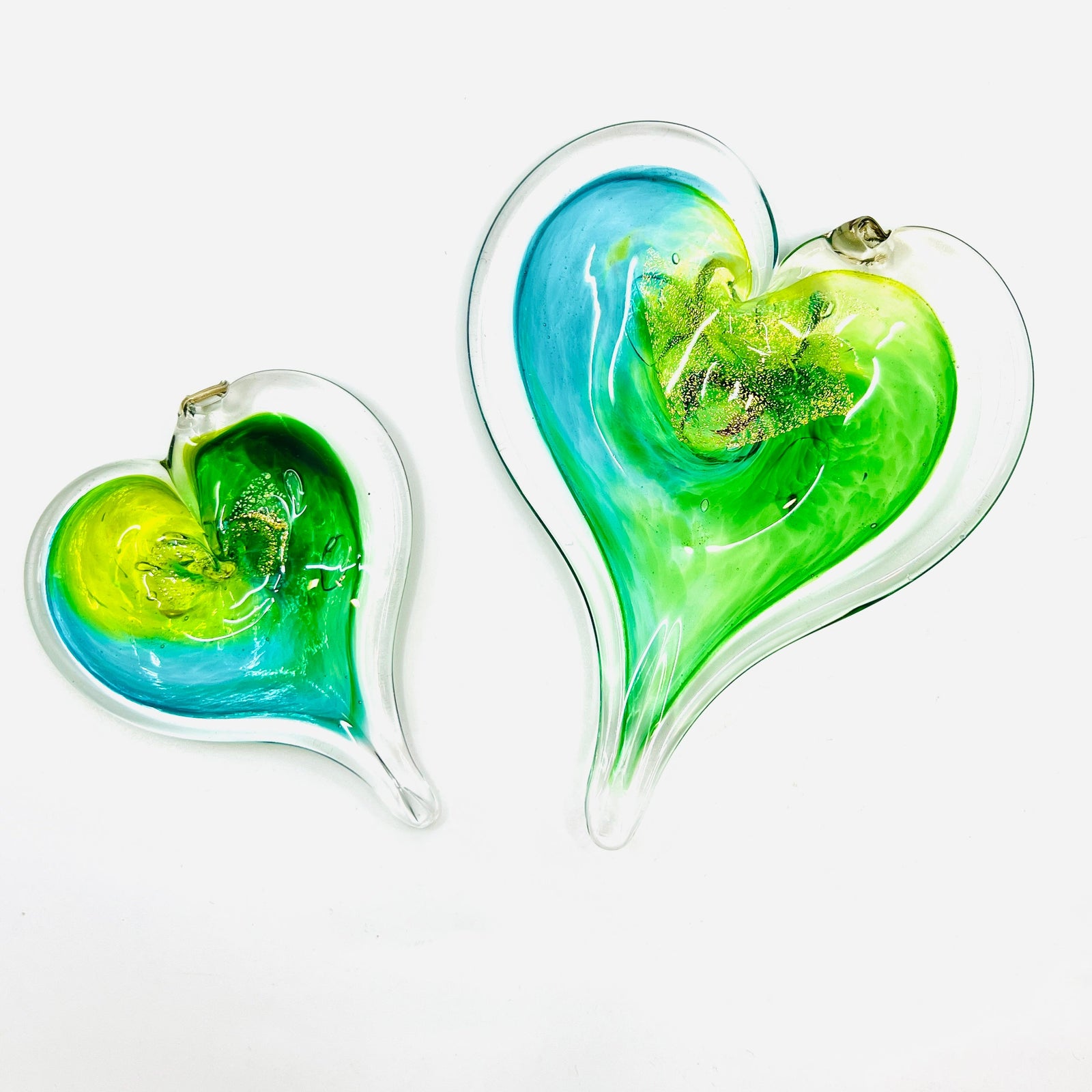 Heart Ornament, Swiss Alps Suncatcher Luke Adams Glass Blowing Studio Small 