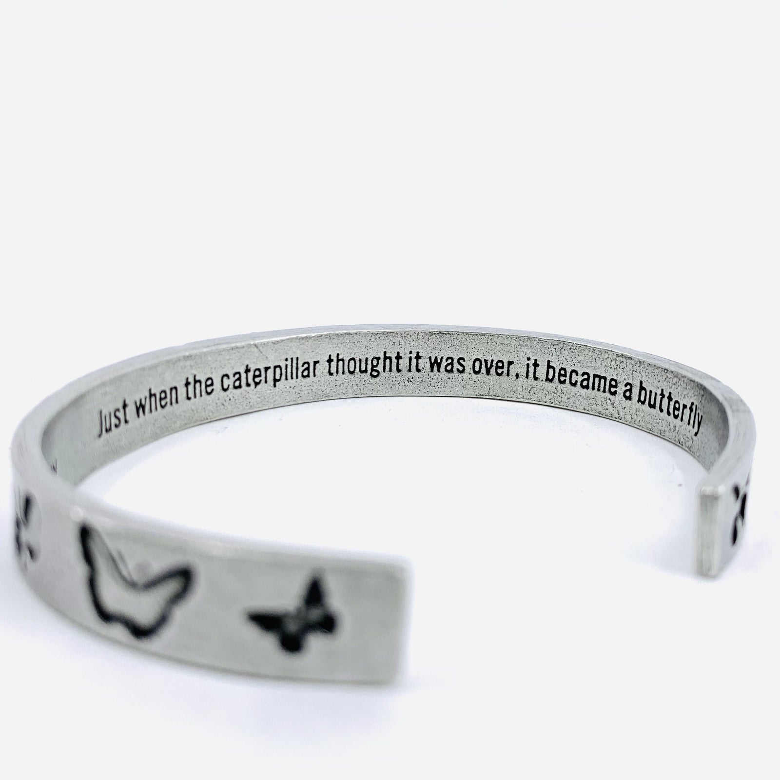 Pewter Cuff Bracelet, Caterpillar into Butterfly Whitney Howard Designs 