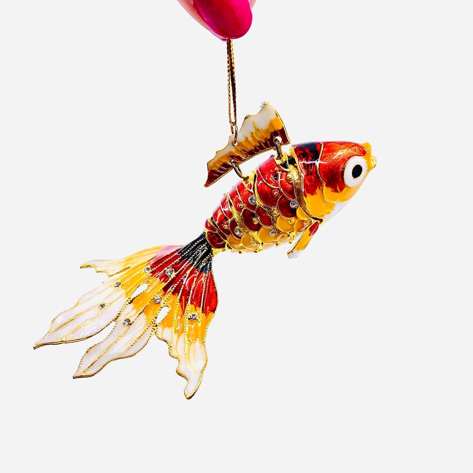 Enamel Motion Ornament, Koi Carp Decor Kubla Craft 