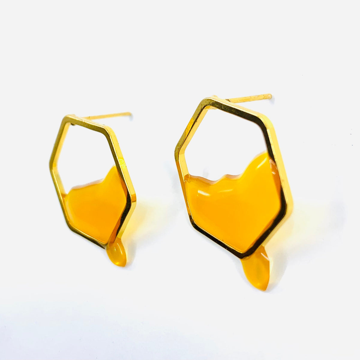 Honeycomb Stud Earrings Manufactured Overseas 