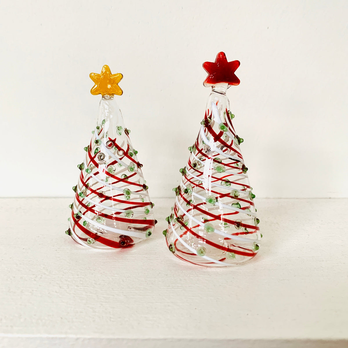 Blown Glass Salt and Pepper Shakers, Xmas Trees Gift Essentials 