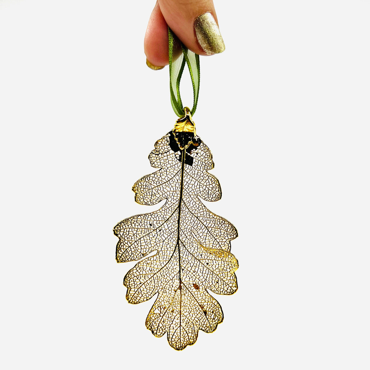 Oak Leaf Ornament, Gold Ornament The Rose Lady 