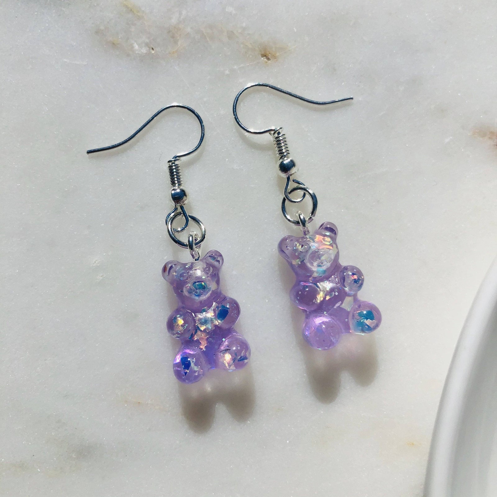 Gummy Bear Earrings Luke Adams Glass Blowing Studio Aqua Dichro 