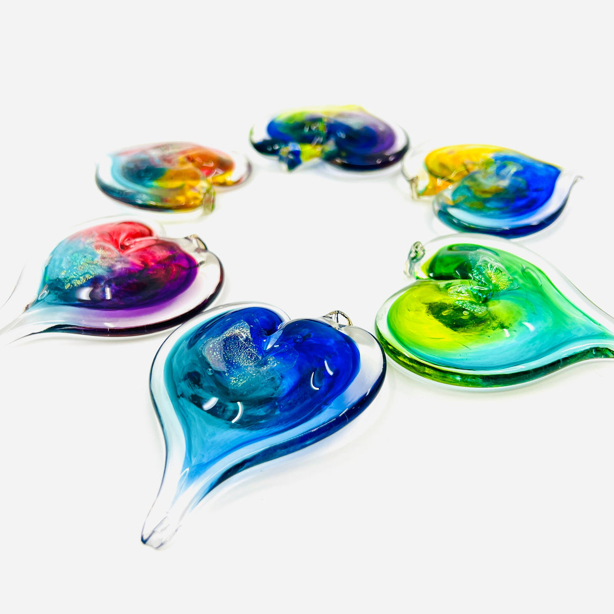 Heart Ornament, Ocean Tide Suncatcher Luke Adams Glass Blowing Studio 