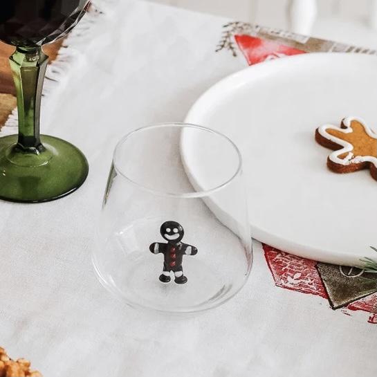 Tiny Animal Wine Glass, Gingerbread Man Decor MiniZoo 