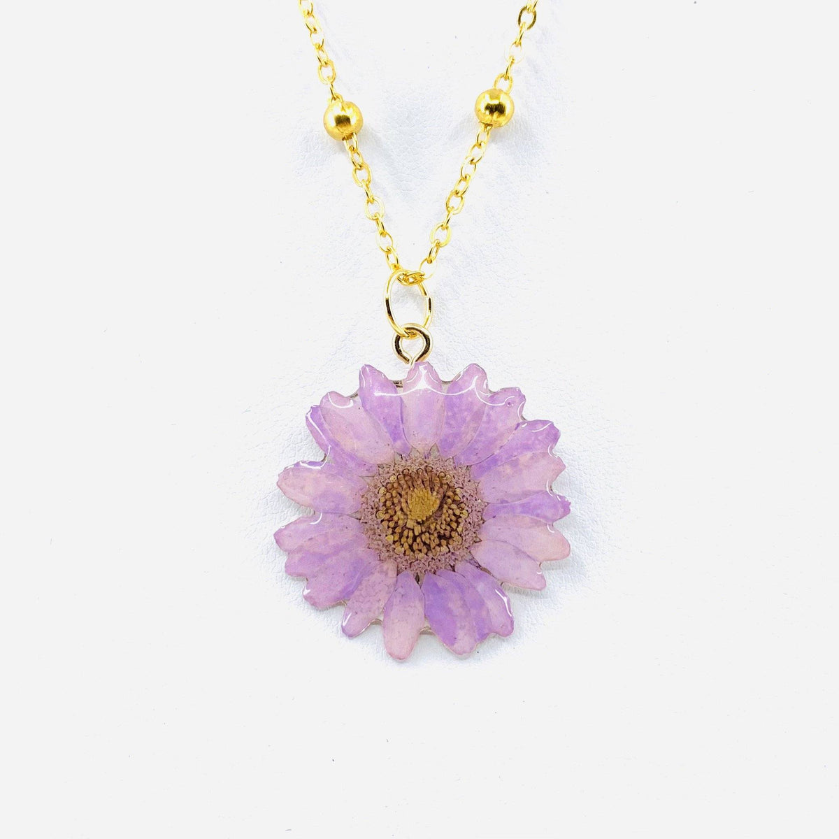 Pressed Flower Necklace Manufactured Overseas Lilac 