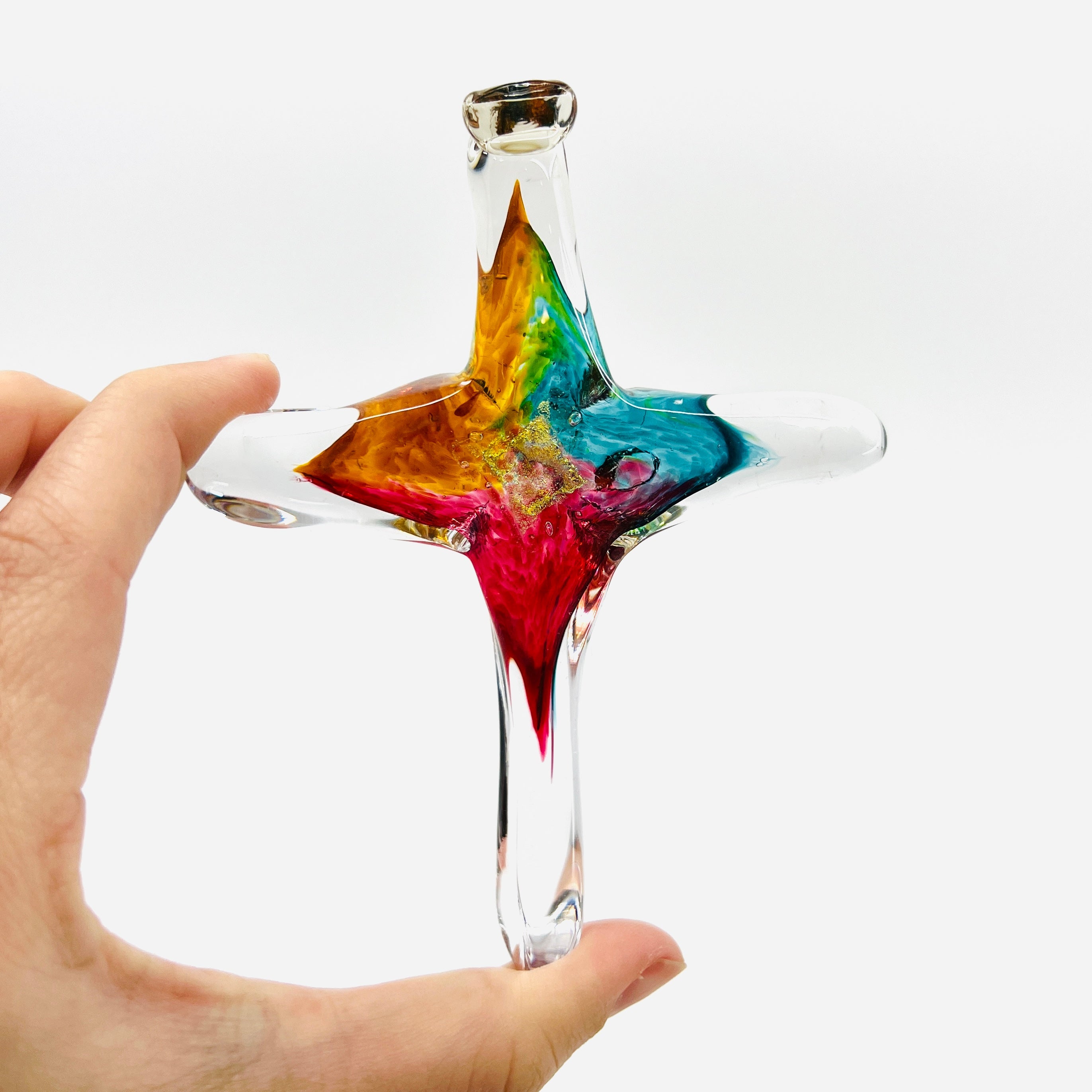 Cross Ornament, Fiji - Luke Adams Glass Blowing Studio