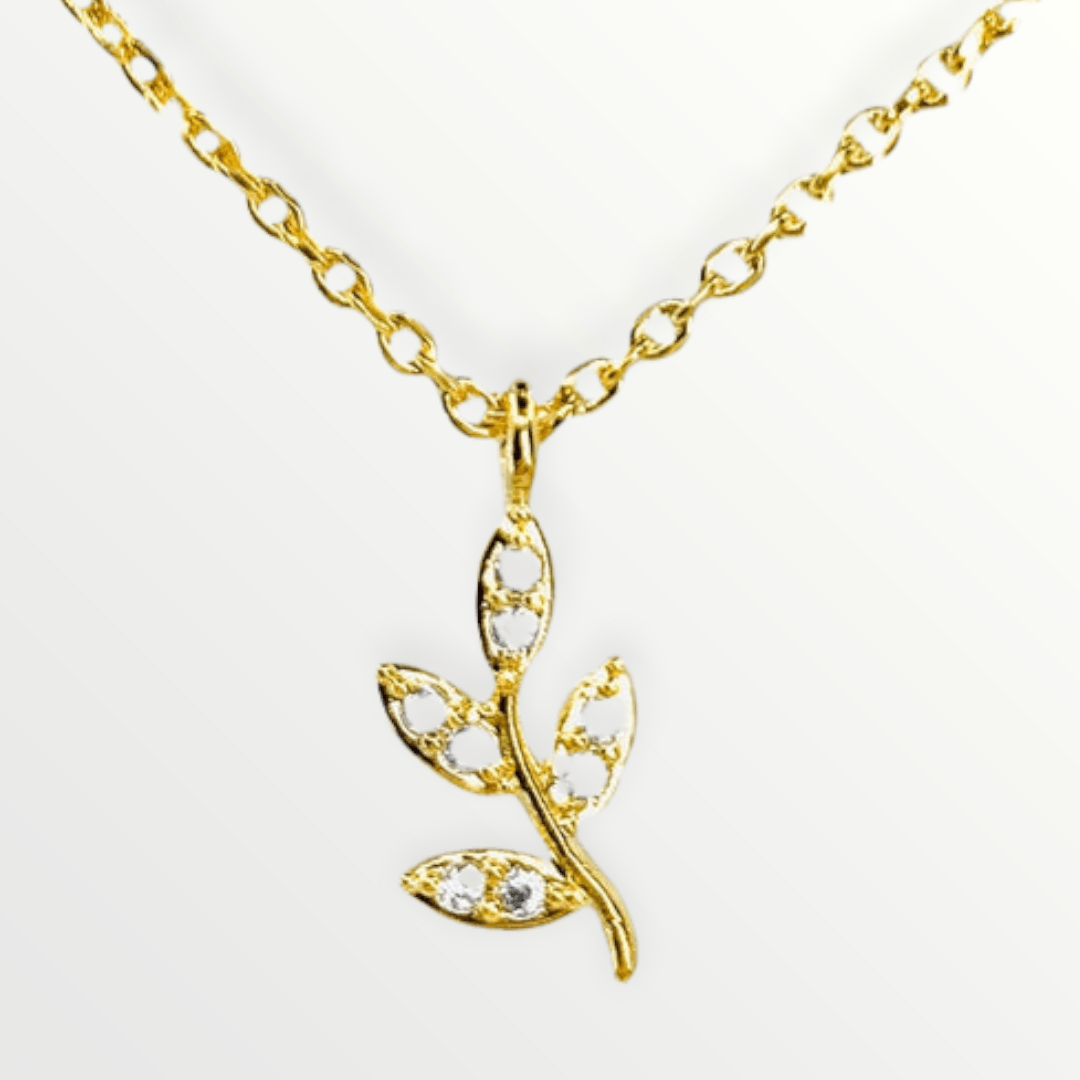 Rhinestone Sprout Necklace - 