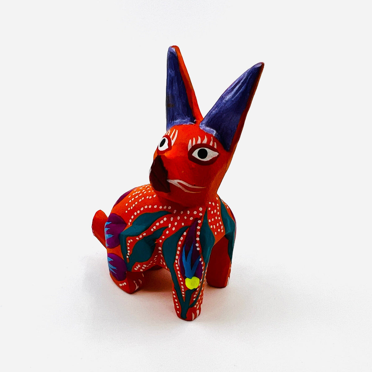Oaxacan Wood Carved Animal, Rabbit 48 Miniature Earth View 
