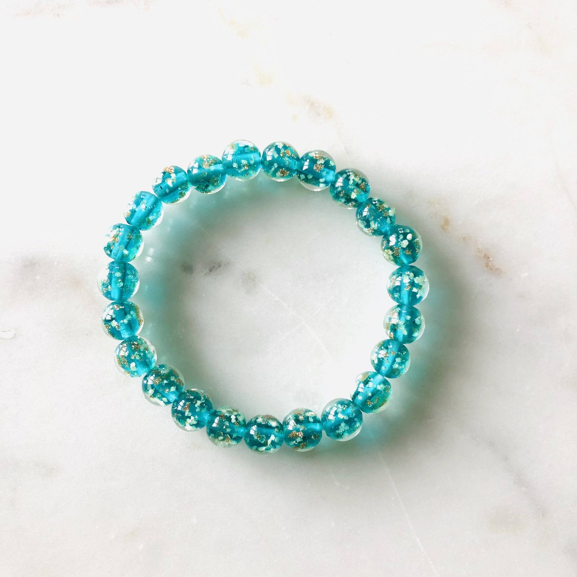 Mermaid Glow Glass Bracelet Jewelry - Teal & Blue 