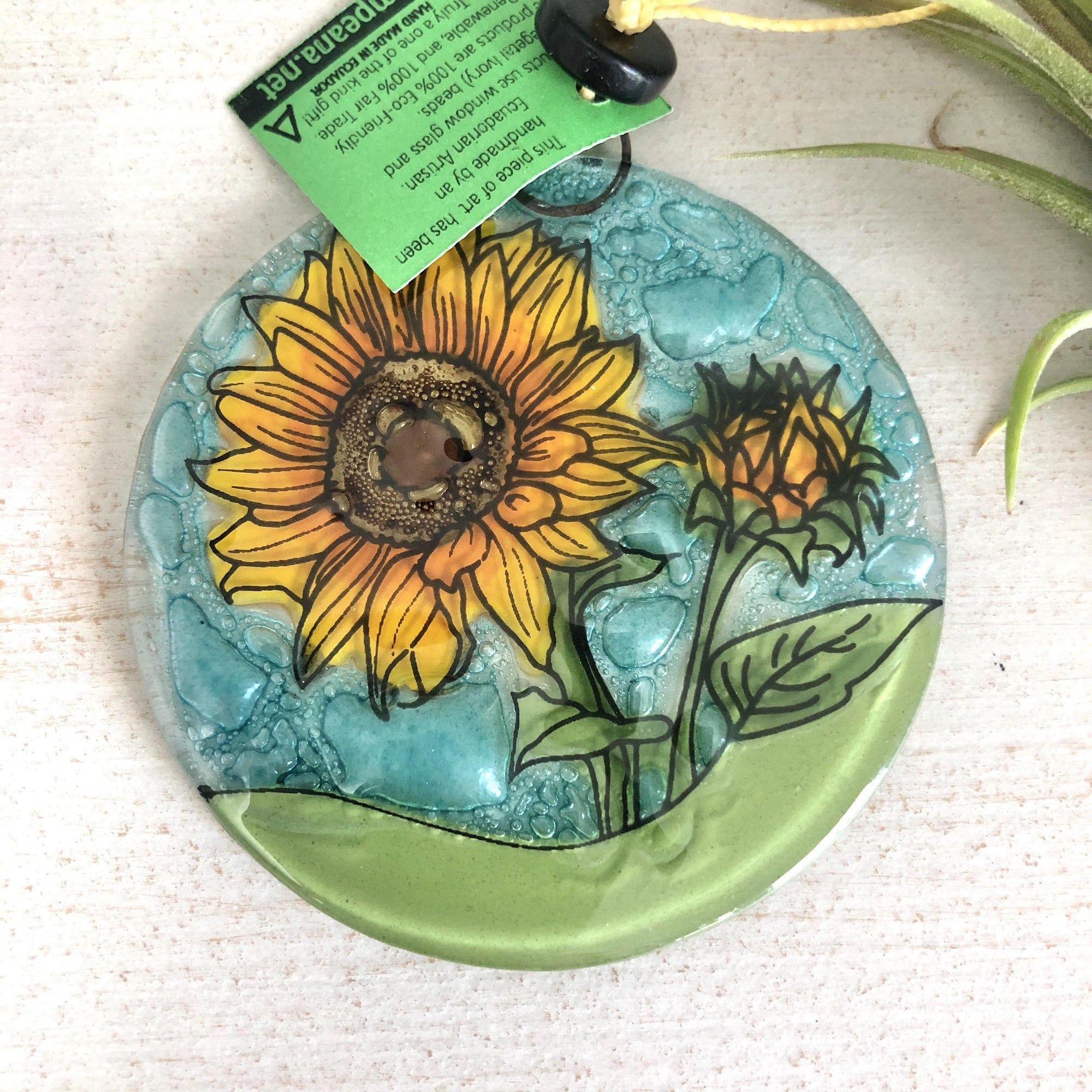 Fair Trade Ornament 162 Sunflowers Luke Adams Glass Blowing Studio 