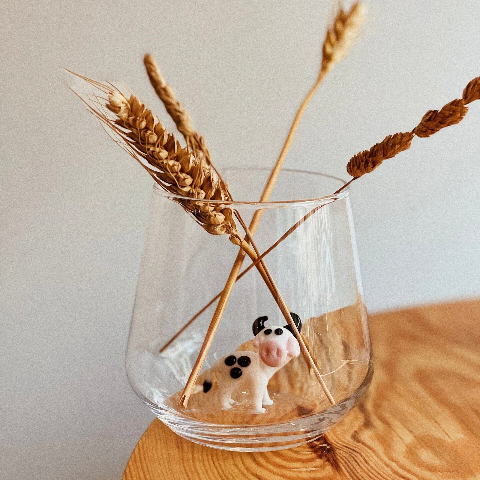 Tiny Animal Wine Glass, Cow Decor MiniZoo 