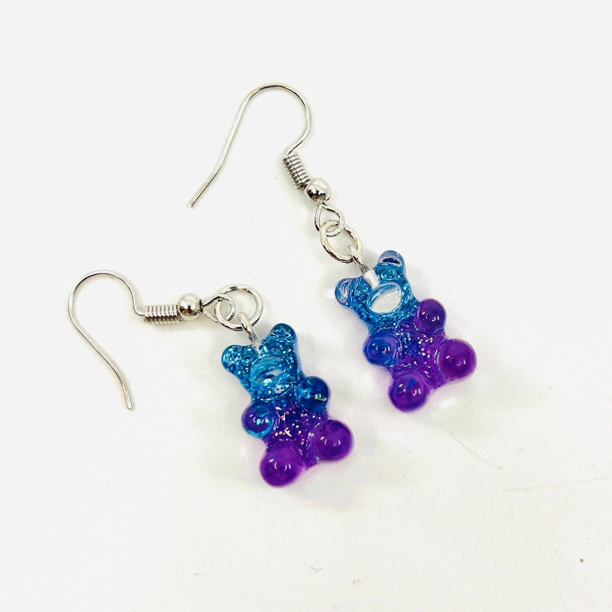 Gummy Bear Earrings Jewelry - Blue Violet Glitter 