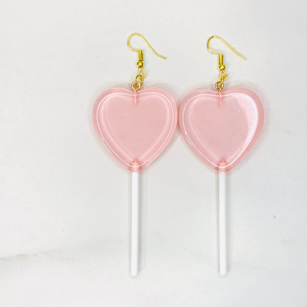 Valentine Lollipop Earrings Jewelry Luke Adams Glass Blowing Studio Glitter Pink 
