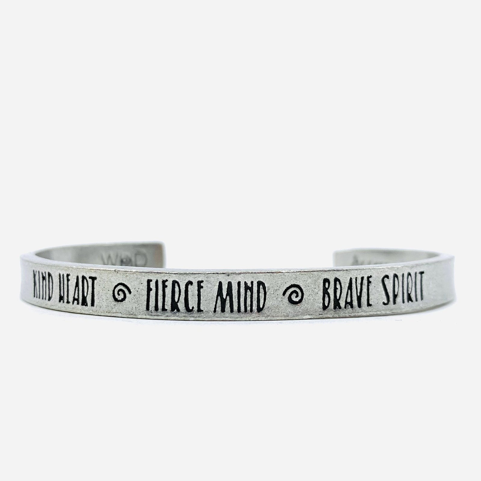 Pewter Cuff Bracelet, Kind Heart - Fierce Mind - Brave Spirit Whitney Howard Designs 