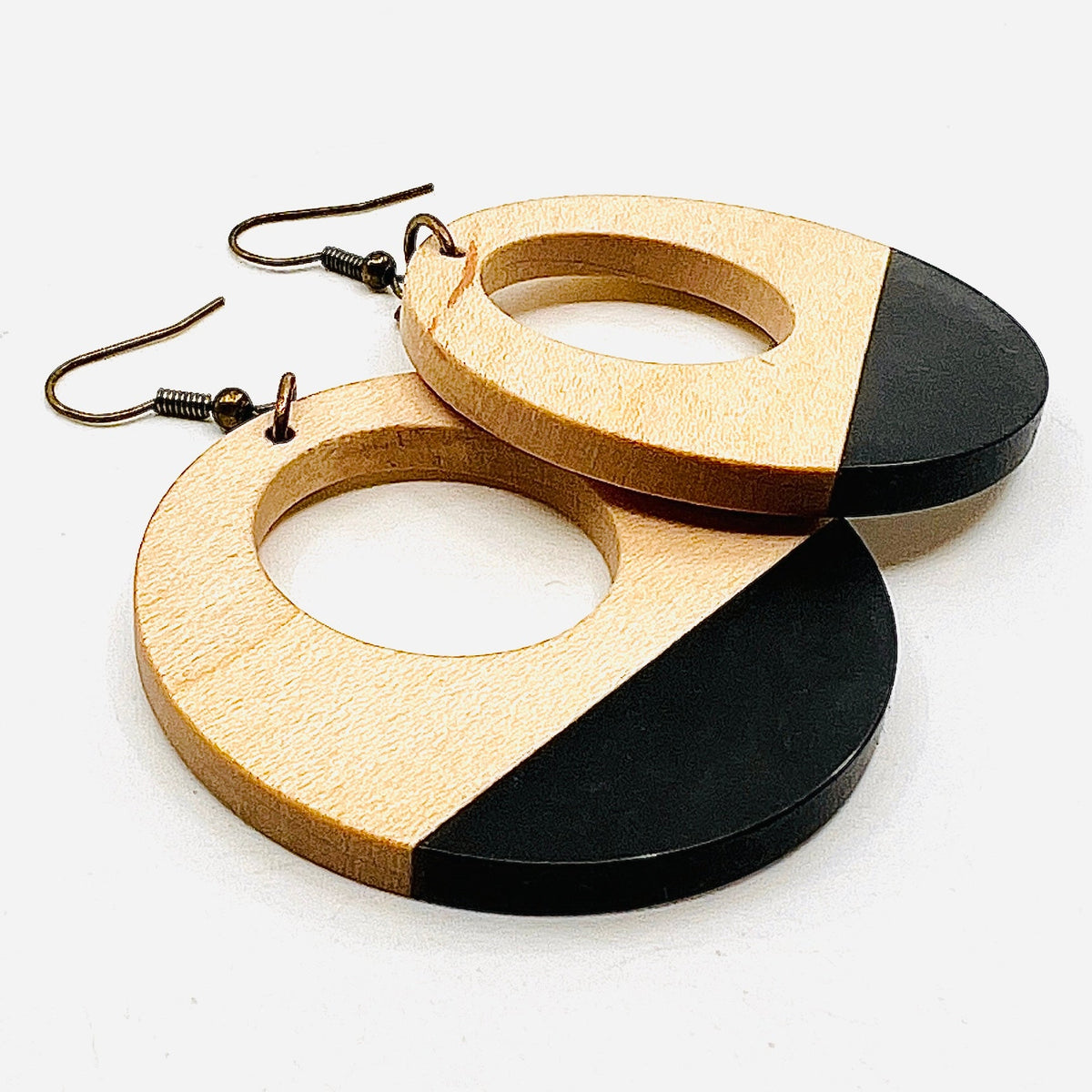 Beach Baby Wooden Disc Earrings Second Nature Jewelry Charcoal 