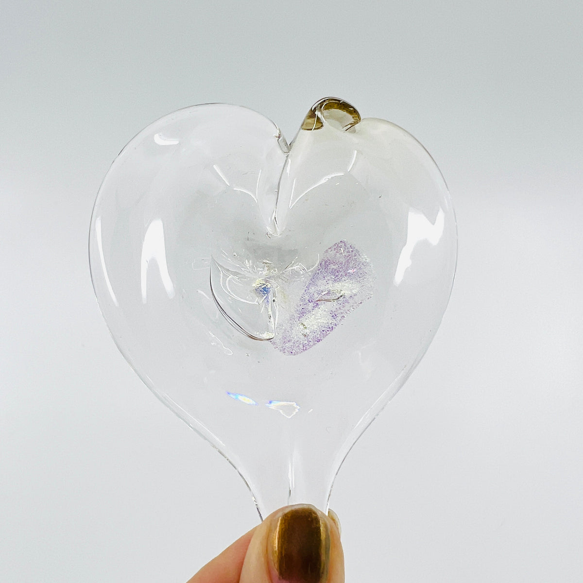 Heart Ornament, Diamond Suncatcher Luke Adams Glass Blowing Studio 