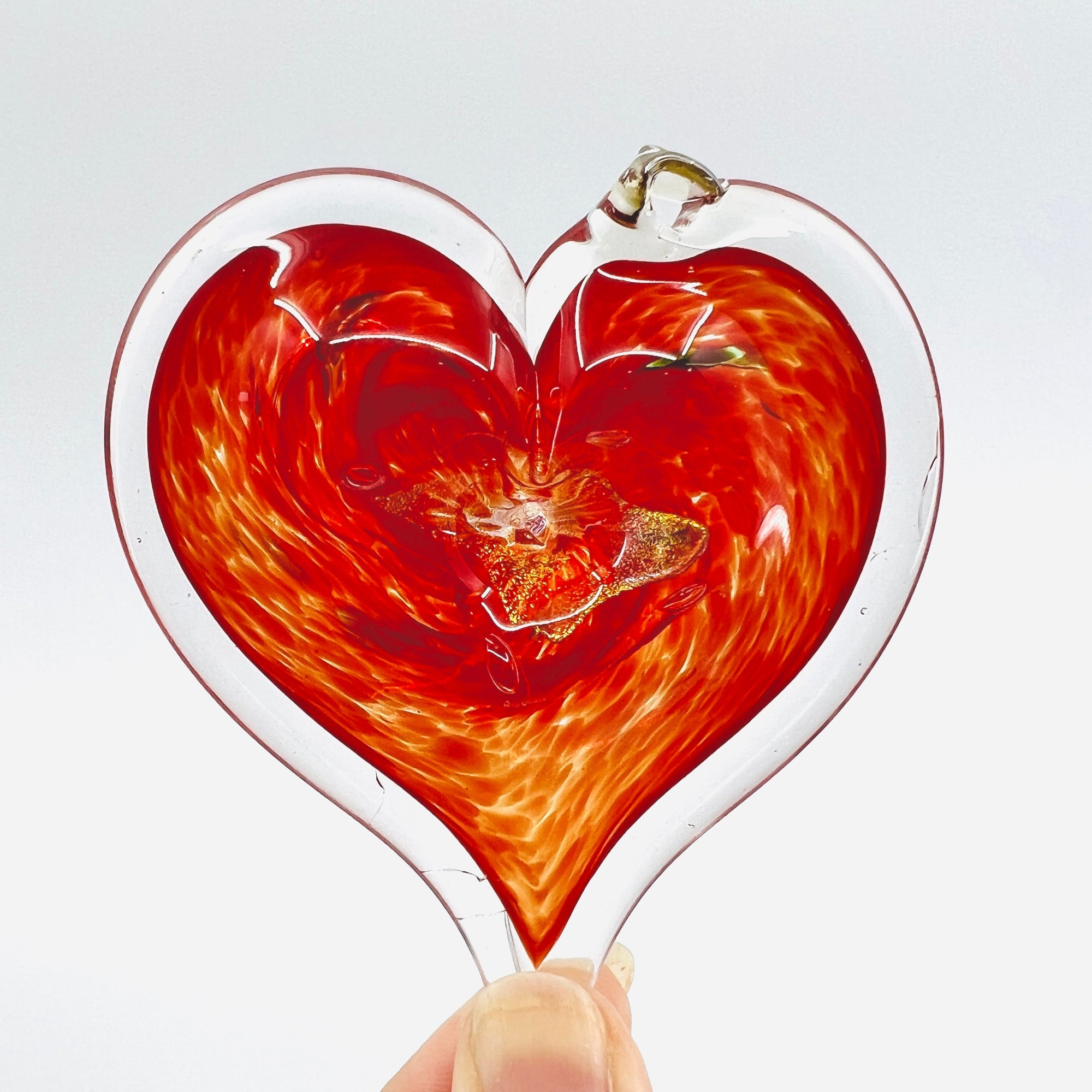 Heart Ornament, Ruby Suncatcher Luke Adams Glass Blowing Studio 