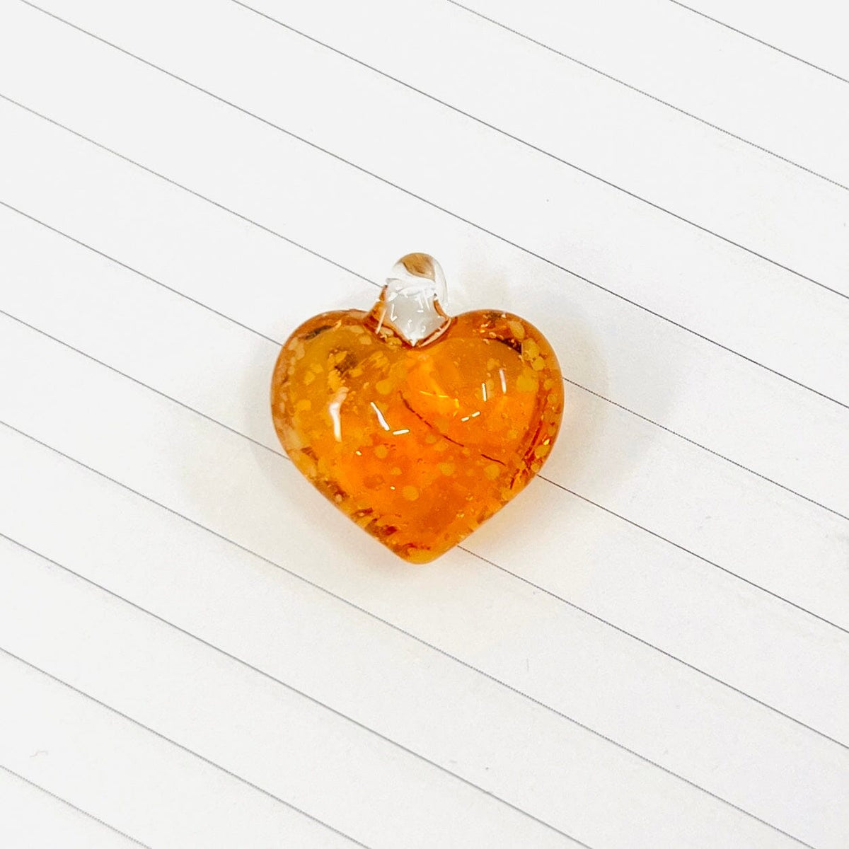 Glass Glow in the Dark Hearts, Peach Miniature - 