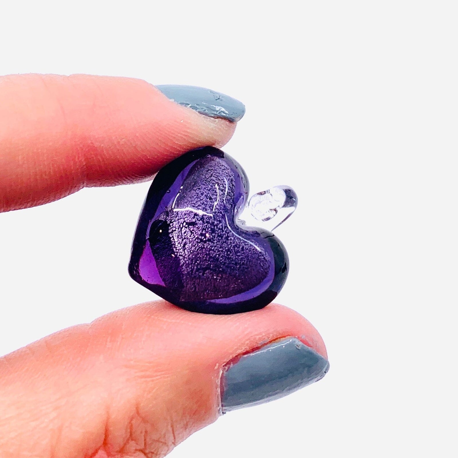 Glass Foil Hearts, Plum Miniature - 