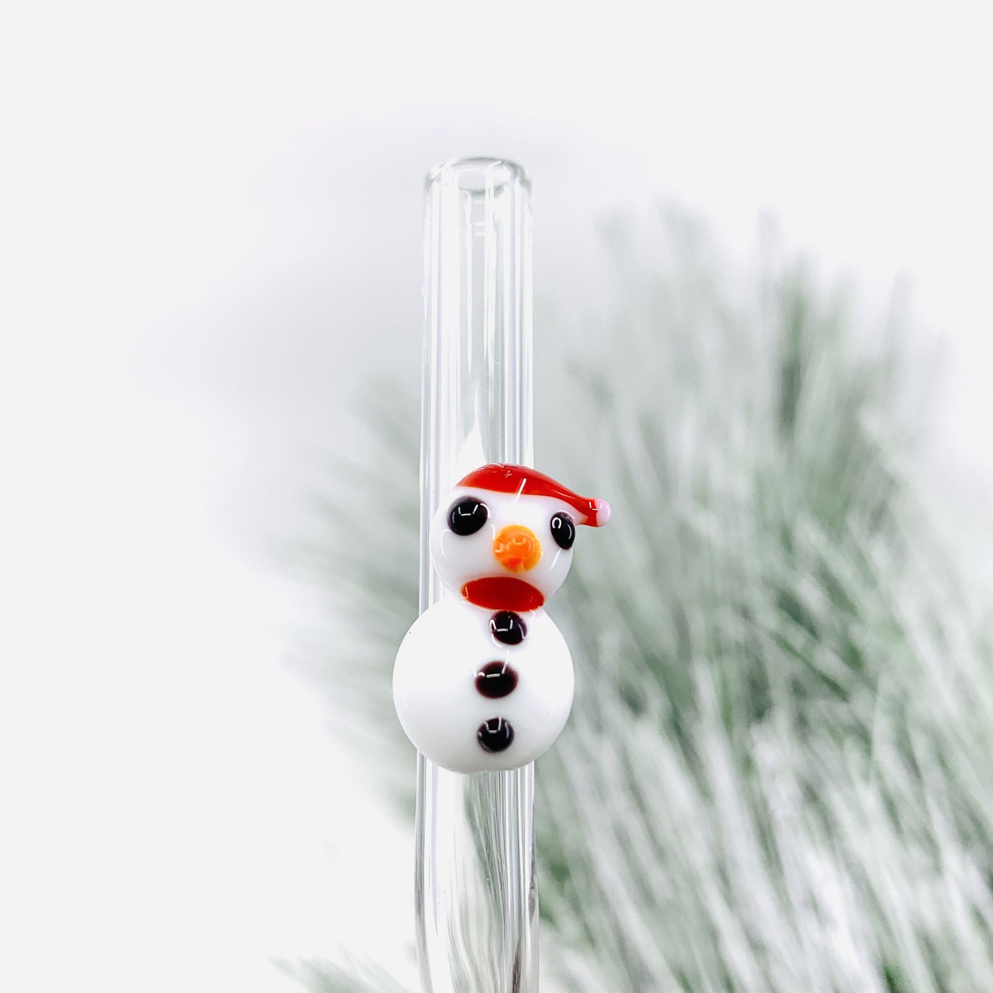 Tiny Animal Glass Straw, Snowman Decor MiniZoo 