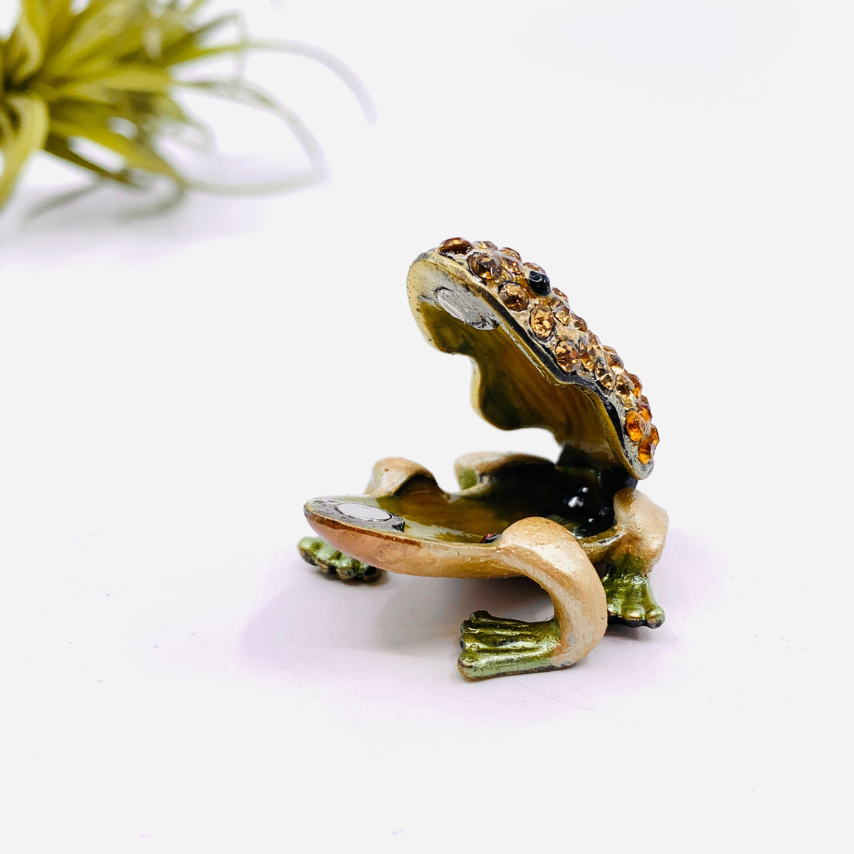Bejeweled Enamel Trinket Box, Tiny Frog Decor Kubla Craft 