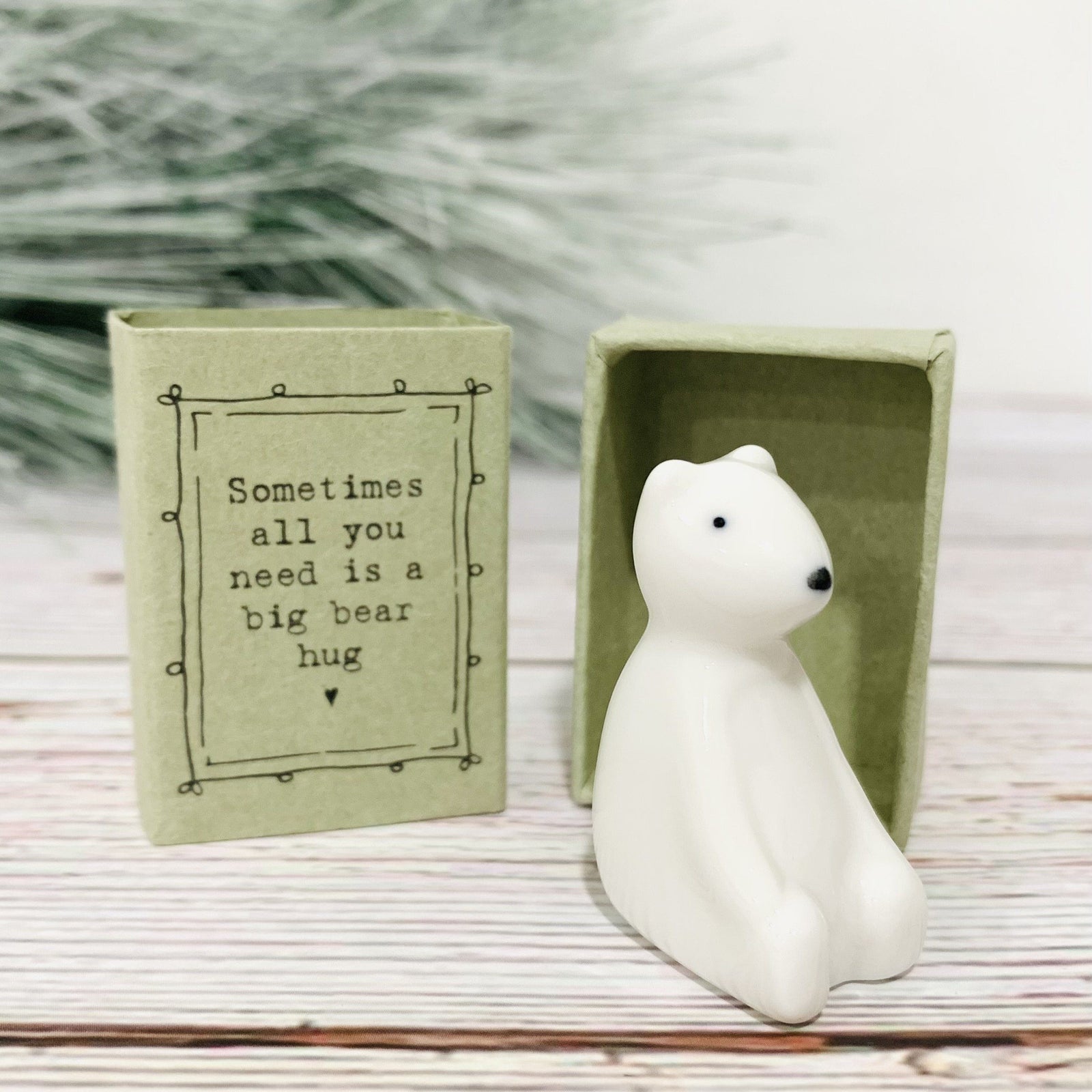 Porcelain Animal and Matchbox Miniature East of India Sometimes all you need is a big bear hug 