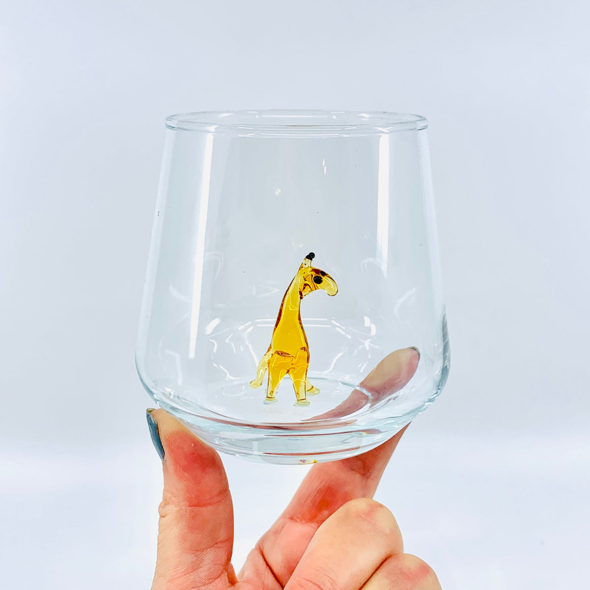 Tiny Animal Wine Glass, Giraffe Decor MiniZoo 