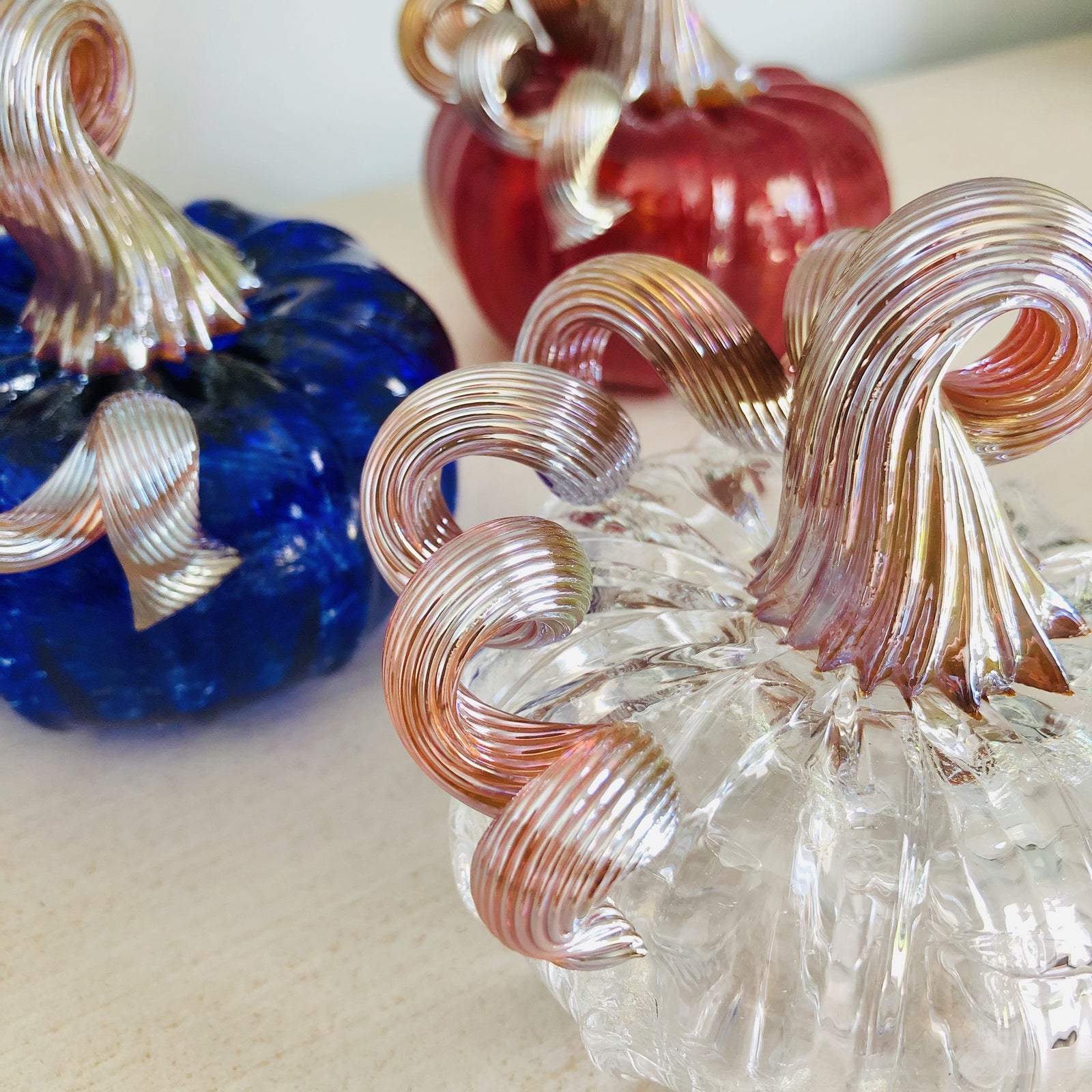 Patriotic Pumpkin Trio Luke Adams Glass Blowing Studio 