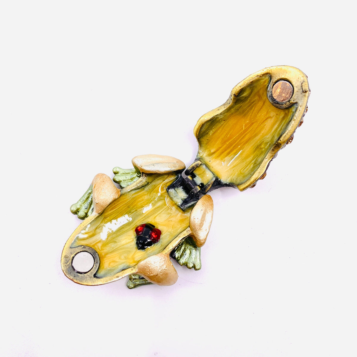 Bejeweled Enamel Trinket Box, Tiny Frog Decor Kubla Craft 