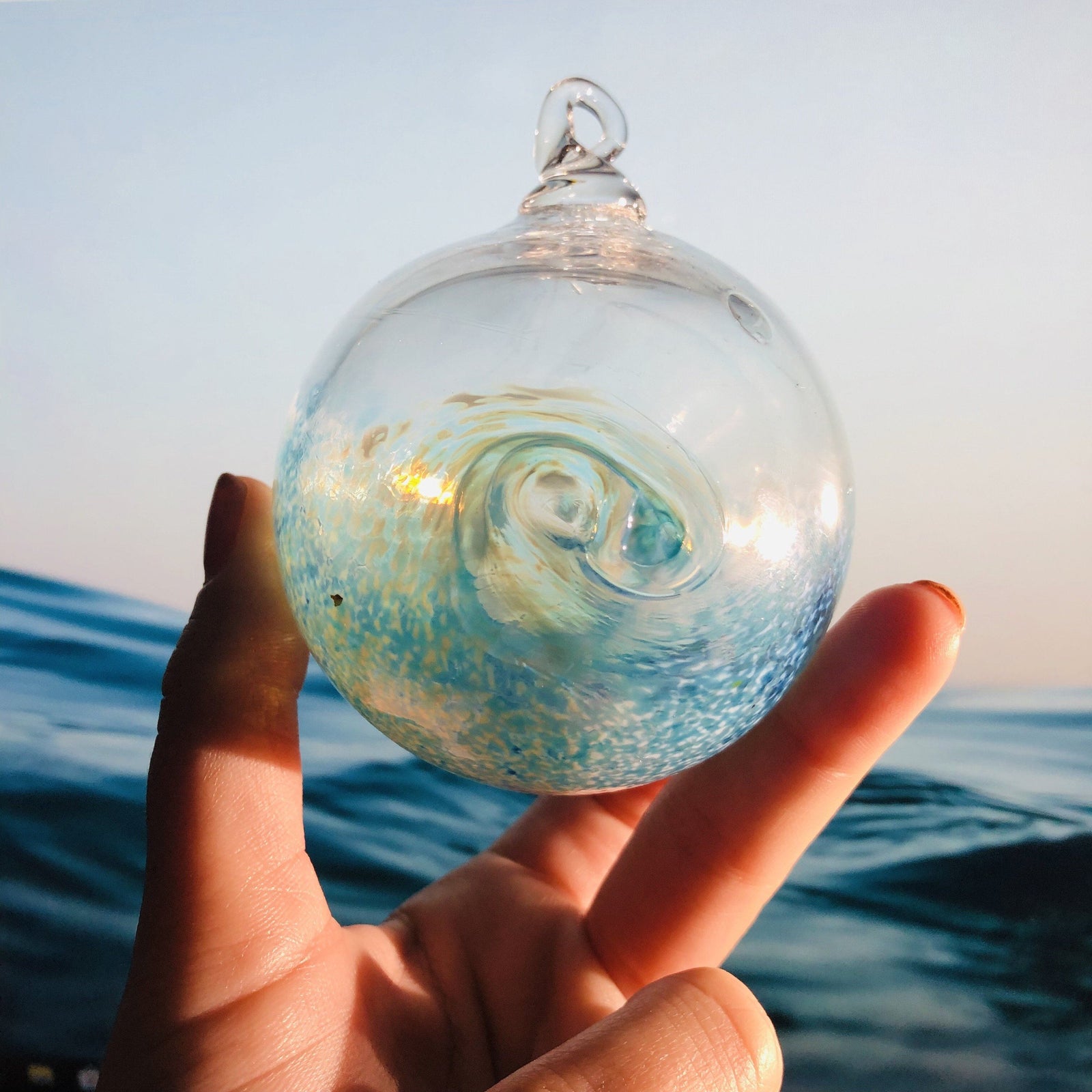 Mini Ornament, Wave Ornament Luke Adams Glass Blowing Studio 