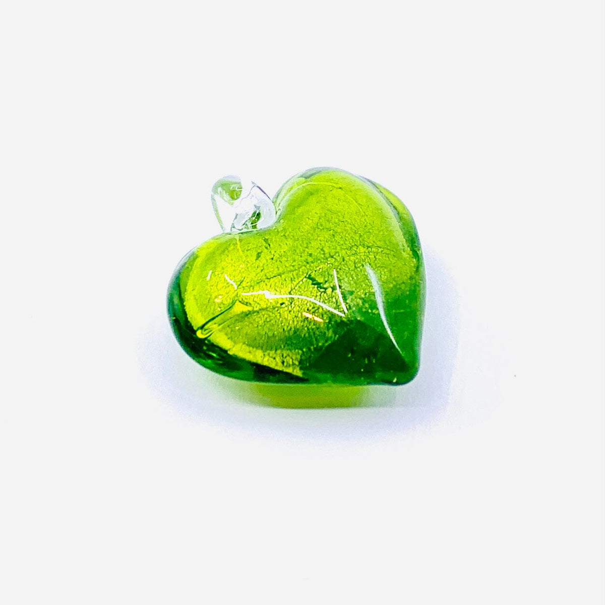 Glass Foil Hearts, Lime Miniature - 