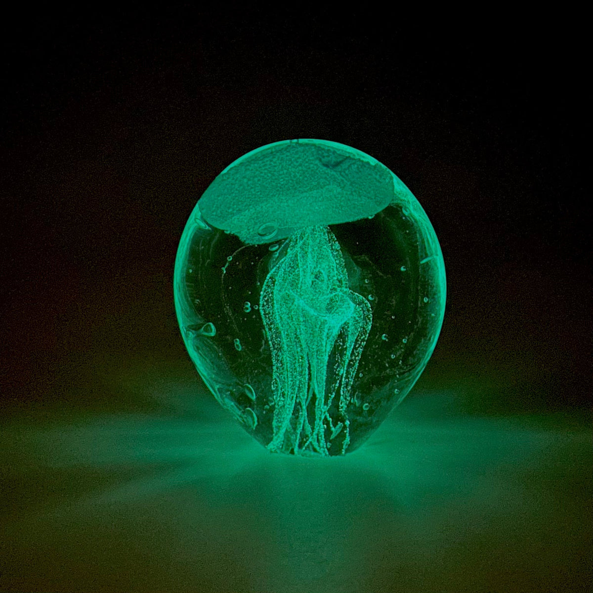 Glow in the Dark Jellyfish Bubble Paperweight, Turquoise Decor Chesapeake Bay 