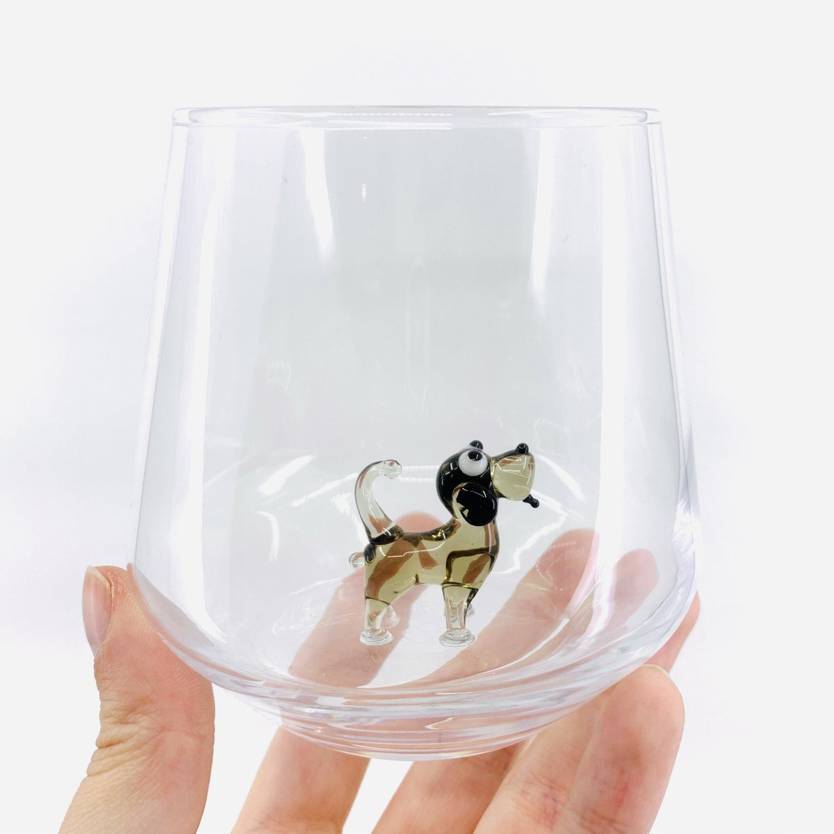 Tiny Animal Wine Glass, Dog Decor MiniZoo 