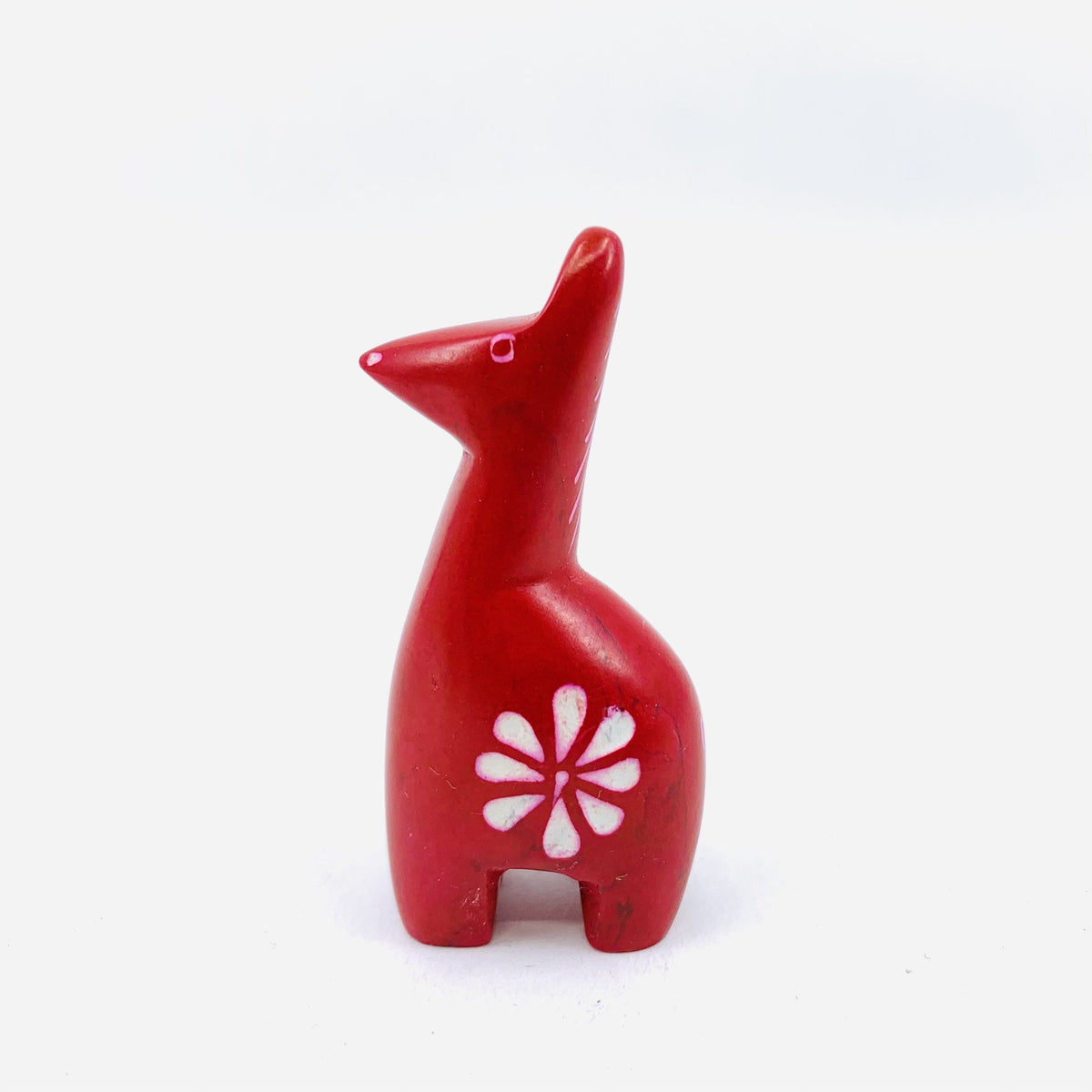 Carved Small Animals, Giraffe Venture Imports Red 